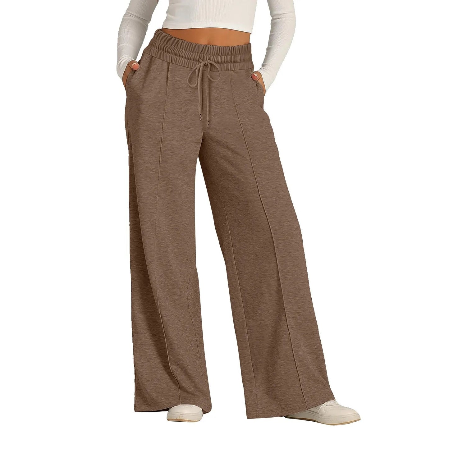 Women's Wide Leg Jogger Sweatpants - Casual Fitness Pants - dellidu.com - Brown - Women's Wide Leg Jogger Sweatpants - Casual Fitness Pants - XL - Women's Wide Leg Jogger Sweatpants - Casual Fitness Pants - 14:365458#Brown;5:100014065 - dellidu.com