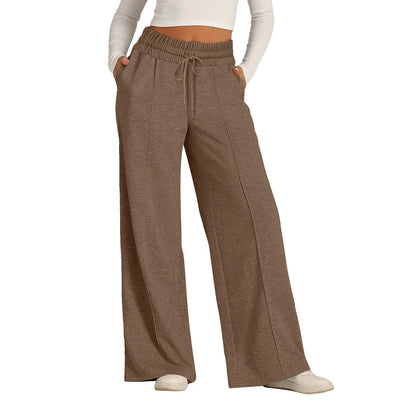 Women's Wide Leg Jogger Sweatpants - Casual Fitness Pants - dellidu.com - Brown - Women's Wide Leg Jogger Sweatpants - Casual Fitness Pants - XL - Women's Wide Leg Jogger Sweatpants - Casual Fitness Pants - 14:365458#Brown;5:100014065 - dellidu.com