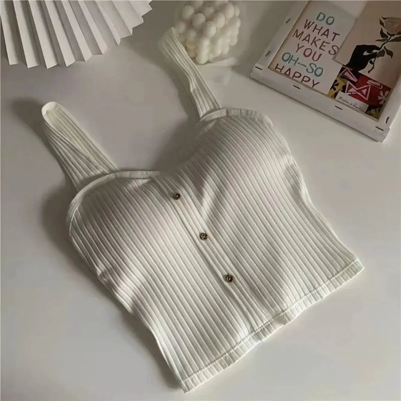 Women's Y2K Cropped Top with Bra Pads - Summer Corset Vest - dellidu.com - White - Women's Y2K Cropped Top with Bra Pads - Summer Corset Vest - One Size - Women's Y2K Cropped Top with Bra Pads - Summer Corset Vest - 14:29#White;5:200003528#One Size - dellidu.com