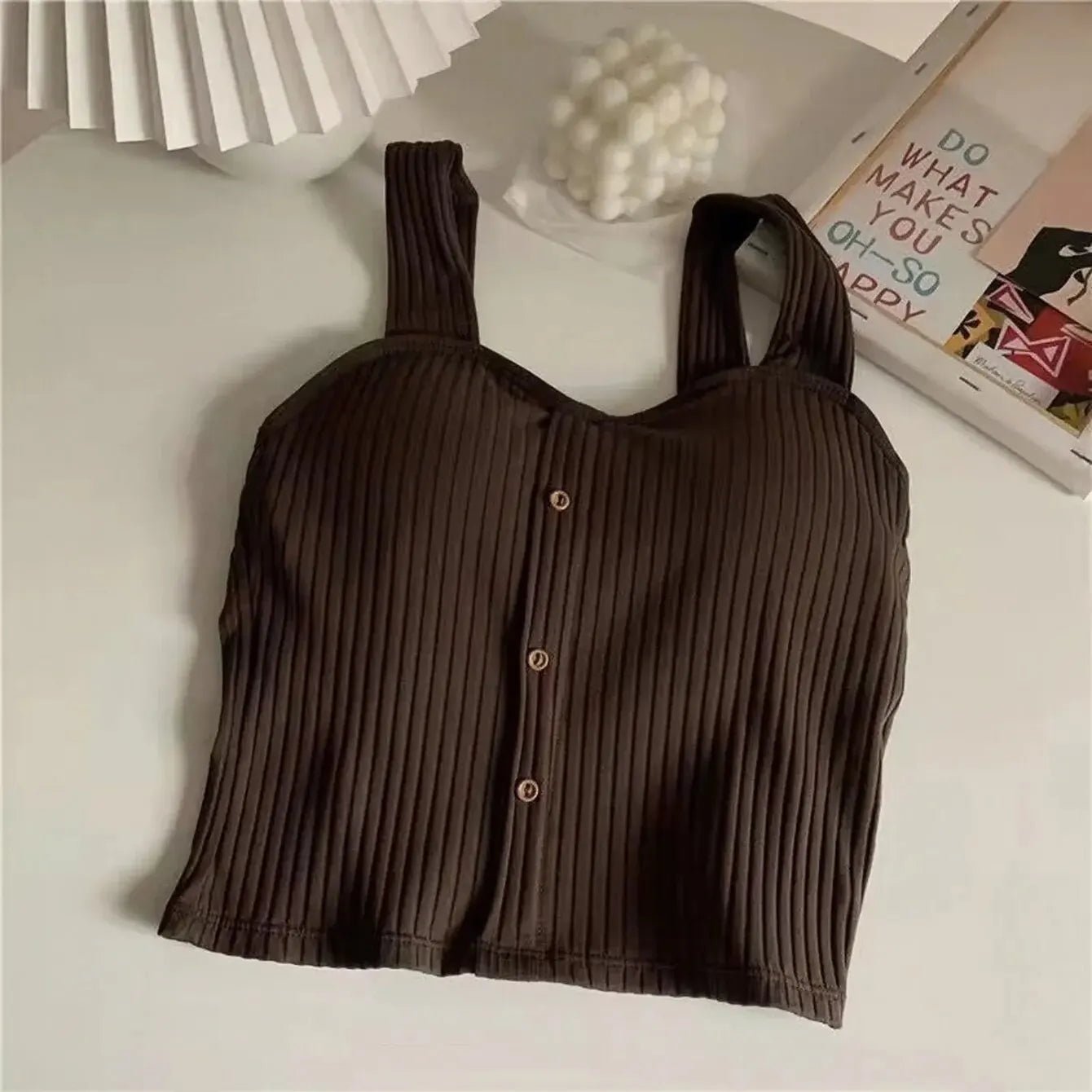 Women's Y2K Cropped Top with Bra Pads - Summer Corset Vest - dellidu.com - Coffee Colour - Women's Y2K Cropped Top with Bra Pads - Summer Corset Vest - One Size - Women's Y2K Cropped Top with Bra Pads - Summer Corset Vest - 14:173#Coffee Colour;5:200003528#One Size - dellidu.com