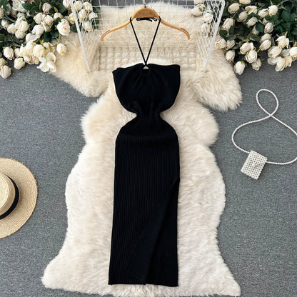 YuooMuoo Chic Sexy Split Knitted Summer Dress - dellidu.com - black - YuooMuoo Chic Sexy Split Knitted Summer Dress - One Size - YuooMuoo Chic Sexy Split Knitted Summer Dress - 14:193;5:200003528 - dellidu.com