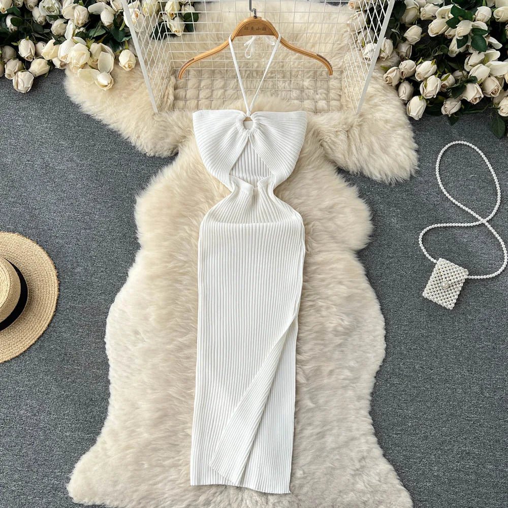 YuooMuoo Chic Sexy Split Knitted Summer Dress - dellidu.com - WHITE - YuooMuoo Chic Sexy Split Knitted Summer Dress - One Size - YuooMuoo Chic Sexy Split Knitted Summer Dress - 14:29;5:200003528 - dellidu.com