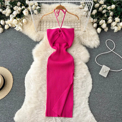 YuooMuoo Chic Sexy Split Knitted Summer Dress - dellidu.com - Rose Red - YuooMuoo Chic Sexy Split Knitted Summer Dress - One Size - YuooMuoo Chic Sexy Split Knitted Summer Dress - 14:200211869;5:200003528 - dellidu.com